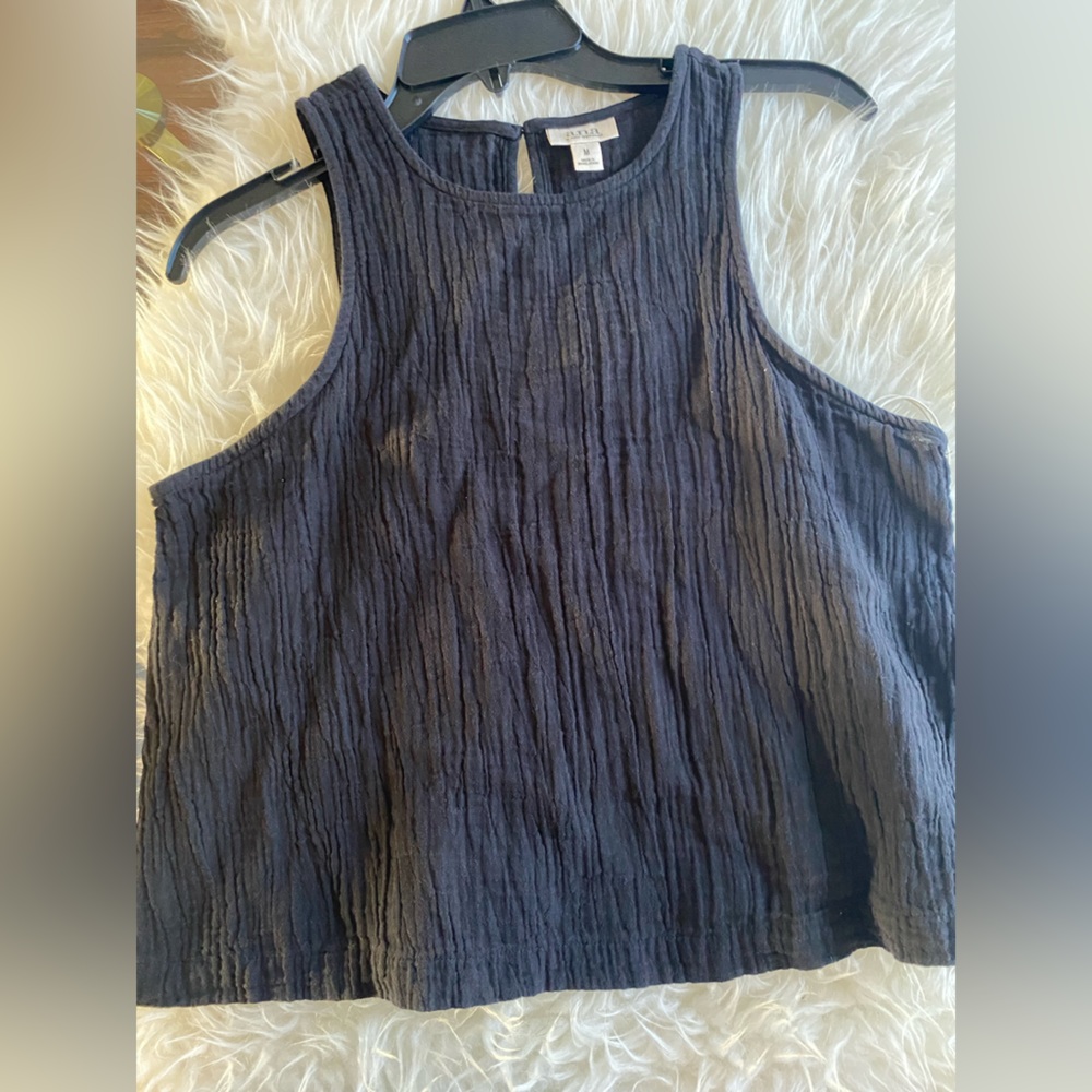 Black sleeveless top cotton material new with tags